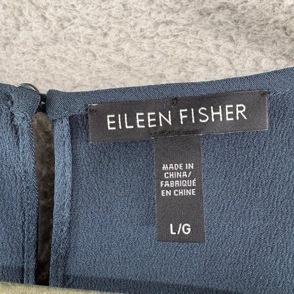 EILEEN FISHER 100% Silk Sleeveless Tunic Tank Blue Size Large - Picture 10 of 10